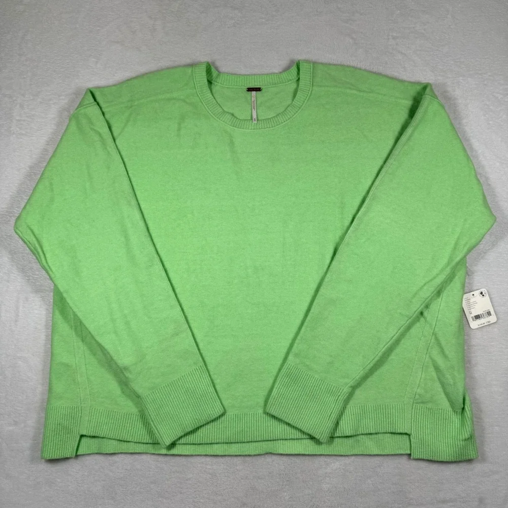 Free People Easy Street Crew Neck Sweater‎ Kiwi Candy Chartreuse Green M